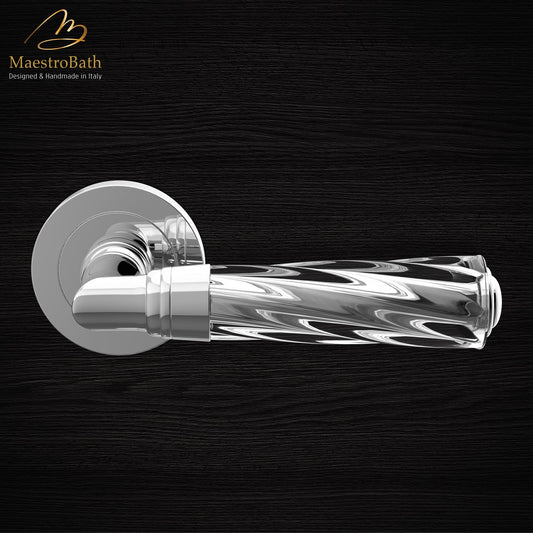 TORNADO Crystal Door Handle | Clear/Chrome